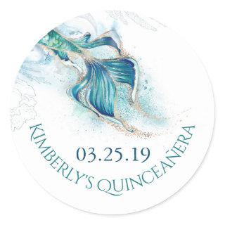 Mermaid Tail Glitters - Under The Sea Quinceanera Classic Round Sticker