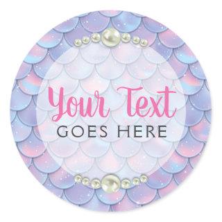 Mermaid Tail Scale & Pearl Pastel Sparkle Boutique Classic Round Sticker