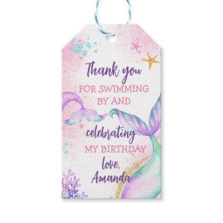Mermaid tail Watercolor Birthday Under the Sea Gift Tags