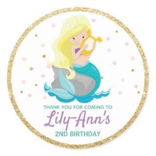 Mermaid Thank You Sticker Labels Birthday Favors