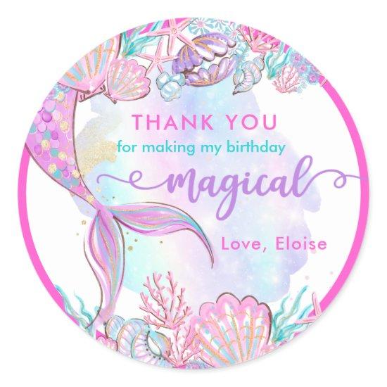 Mermaid Under The Sea Birthday Party Favor Classic Round Sticker