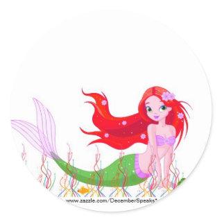 Mermaid under the sea classic round sticker