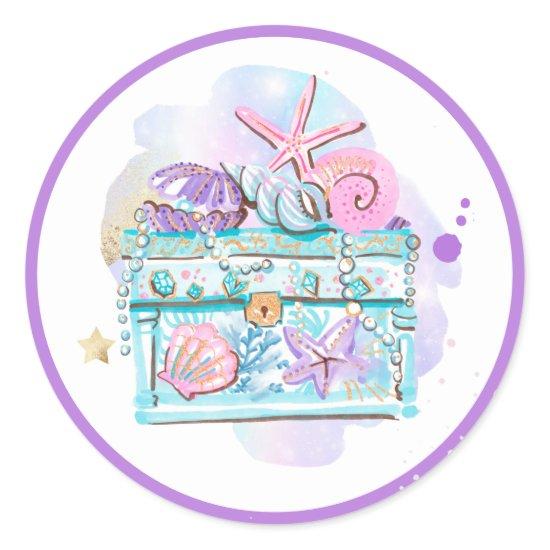 Mermaid Whimsical Under The Sea Birthday Party Classic Round Sticker