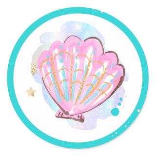Mermaid Whimsical Under The Sea Birthday Party  Classic Round Sticker