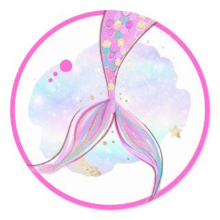 Mermaid Whimsical Under The Sea Birthday Party  Classic Round Sticker