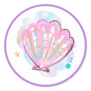 Mermaid Whimsical Under The Sea Birthday Party Classic Round Sticker