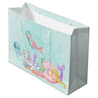 Mermaids & Jellyfish Under the Sea Watercolor Large Gift Bag