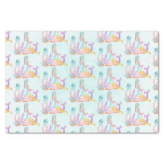 Mermaids & Jellyfish Under the Sea Watercolor Tissue Paper