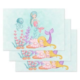 Mermaids & Jellyfish Under the Sea Watercolor  Sheets