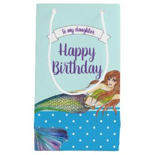 Mermaids with Long Wavy Hair Polka Dot Small Gift Bag