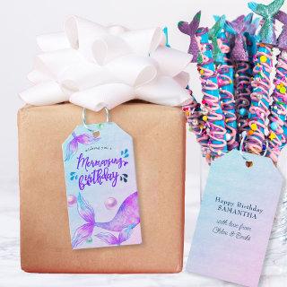 Mermazing Birthday Bright Mermaid Tails Gift Tags