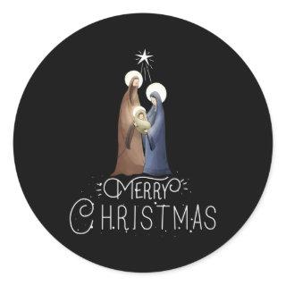 Merry Advent Nativity Scene North Star Classic Round Sticker
