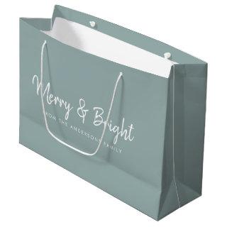 Merry and Bright | Casual Script Calligraphy Large Gift Bag