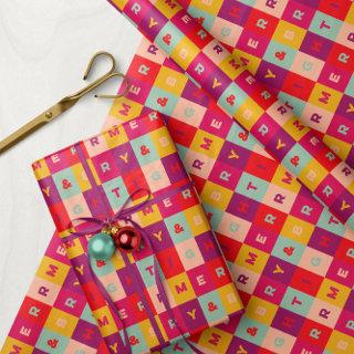 Merry and Bright Colorful Type Squares Pattern