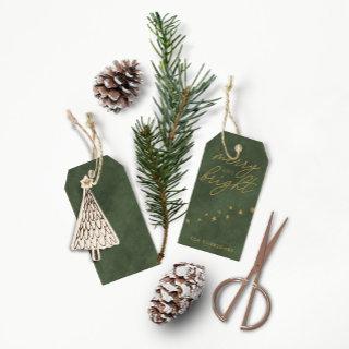 Merry and Bright • Elegant Modern Green Holiday Gift Tags