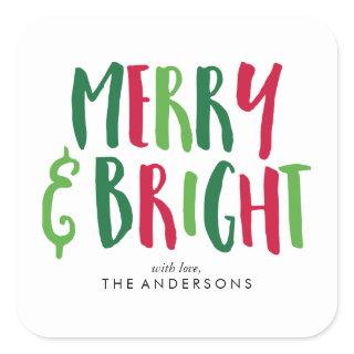 Merry and Bright Holidays Square Sticker