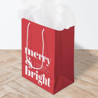 Merry and Bright | Modern Christmas Bright Red Medium Gift Bag