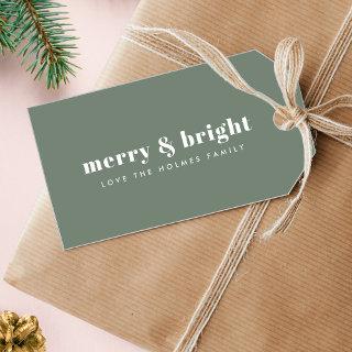 Merry and Bright | Modern Minimal Christmas Green Gift Tags