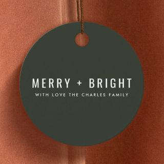 Merry and Bright | Stylish Dark Green Christmas Favor Tags