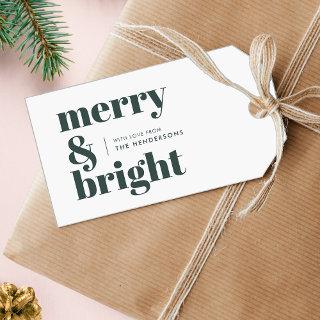 Merry and Bright | Stylish Forest Green Christmas Gift Tags