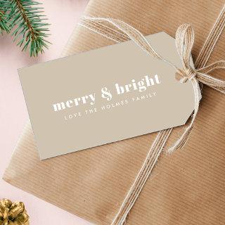 Merry and Bright | Stylish Retro Christmas Stone Gift Tags