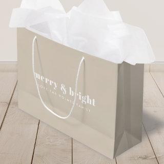 Merry and Bright | Stylish Retro Christmas Stone Large Gift Bag