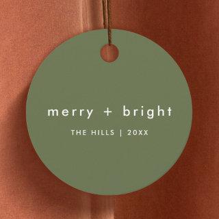 Merry and Bright | Trendy Moss Green Christmas Favor Tags