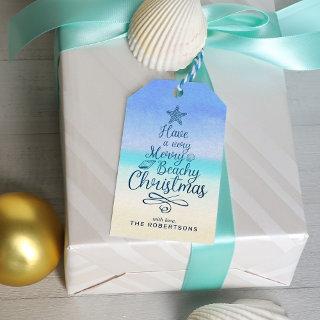 Merry Beachy Christmas Elegant Script Gift Tags