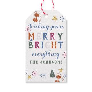 Merry & Bright Everything Colorful Typography Gift Tags