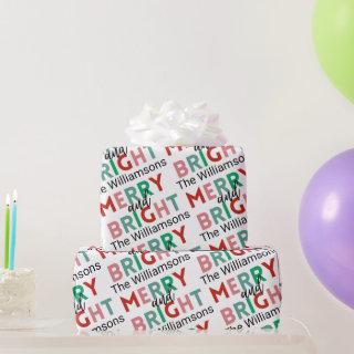 Merry & Bright Modern Simple Name Repeat Pattern