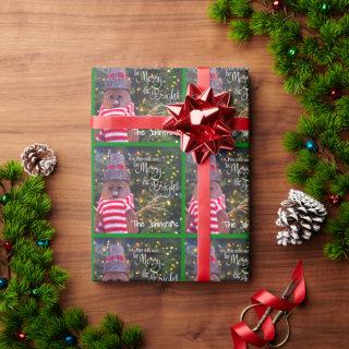 Merry Bright Script Rustic Snowman Cute Pattern
