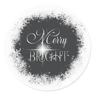 Merry & Bright Snowfall Christmas ID591 Classic Round Sticker