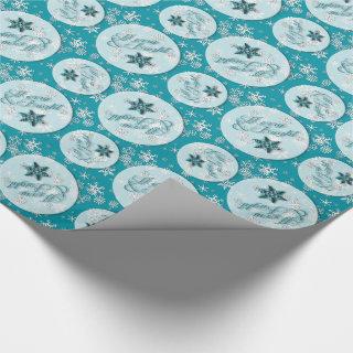 Merry & Bright • Teal • Snowflakes • Holidays