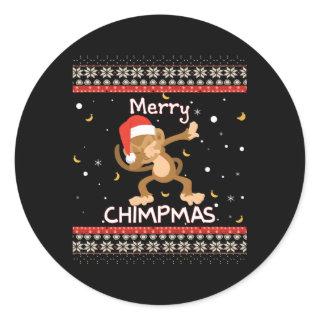 Merry Chipmas Ugly Monkey Jumper Classic Round Sticker