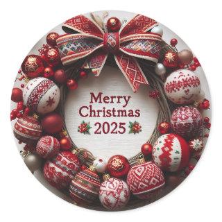 Merry Christmas 2025:Celebrate with Joy and Warmth Classic Round Sticker