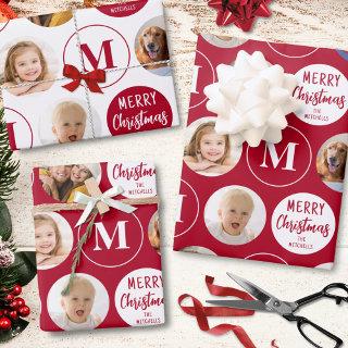 Merry Christmas 6 Photos Monogram Red White  Sheets