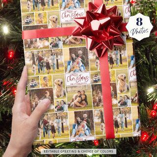Merry Christmas 8 Photo Collage Red Personalized