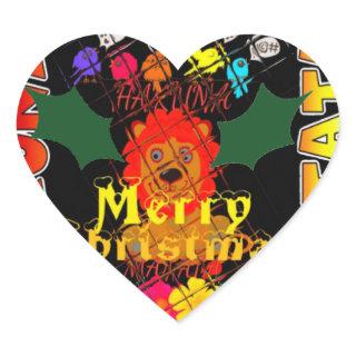 Merry Christmas and a Happy New Year Heart Sticker