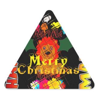 Merry Christmas and a Happy New Year Triangle Sticker