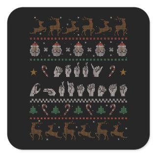 Merry Christmas - ASL American Sign Language II Square Sticker