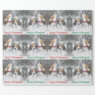 Merry Christmas Beagle Pups & Woods