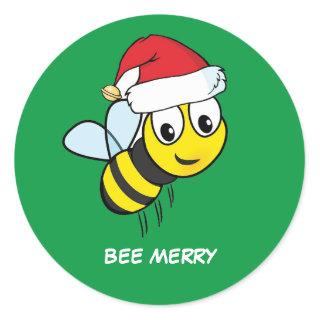 Merry Christmas Bee  Classic Round Sticker
