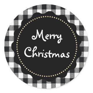 Merry Christmas Buffalo Plaid Country Style Classic Round Sticker
