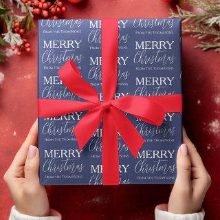 Merry Christmas Calligraphy Script Blue Whimsical