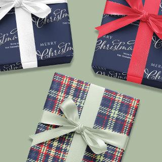 Merry Christmas Calligraphy Script Navy Blue Cute  Sheets
