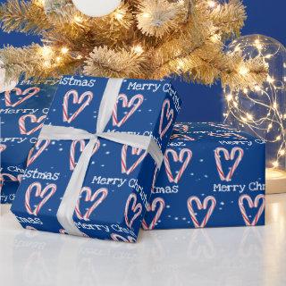 Merry Christmas Candy Cane Hearts in Snowflakes