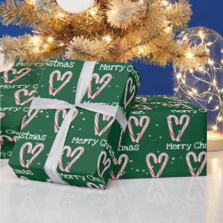 Merry Christmas Candy Cane Hearts in Snowflakes