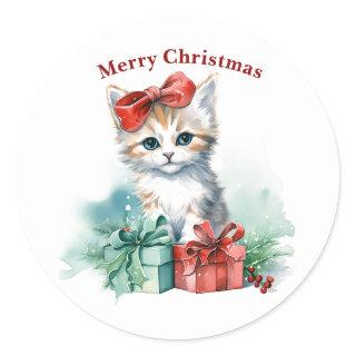 Merry Christmas Cat Sticker