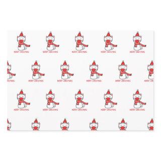 MERRY CHRISTMAS CATS WITH MASKS GIFT WRAP