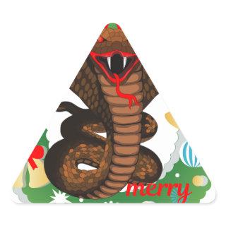 merry christmas cobra snake triangle sticker